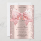 Pink Bow Diamonds Dust Roos Goud Baby shower Kaart (Voorkant)