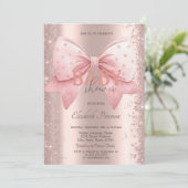 Pink Bow Diamonds Dust Roos Goud Baby shower Kaart (Staand voorkant)
