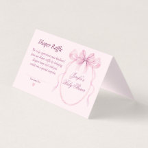 Pink Bow Diaper Raffle Card for Baby Shower