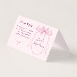 Pink Bow Diaper Raffle Card for Baby Shower Kaart