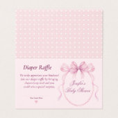 Pink Bow Diaper Raffle Card for Baby Shower Kaart (Buitenkant ongevouwen)