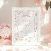 Pink Bow Diaper raffle Wildflower Baby shower Poster