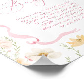Pink Bow Dont Say Baby Wildflower Baby shower Poster (Hoek)