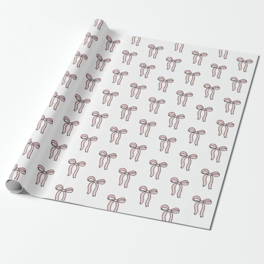 Pink Bow Doodle Cadeaupapier (Uitgerold)