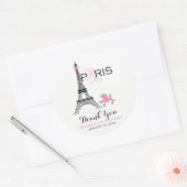 Pink Bow Eiffel Tower Paris France Poodle Party Ronde Sticker (Envelop)