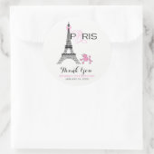 Pink Bow Eiffel Tower Paris France Poodle Party Ronde Sticker (Tas)