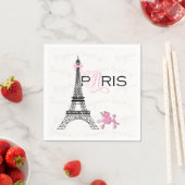 Pink Bow Eiffel Tower Paris France Poodle Party Servetten (Insitu)