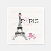 Pink Bow Eiffel Tower Paris France Poodle Party Servetten (Voorkant)