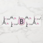 Pink Bow Eiffel Tower Paris France Poodle Party Waterfles Etiket (Enkel label)