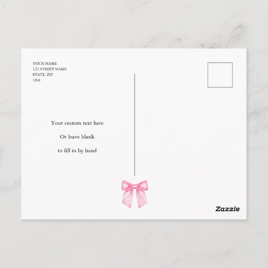 Pink Bow Elegant Baby shower Dank u Briefkaart (Achterkant)