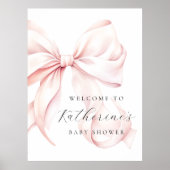 Pink Bow Elegant Baby shower Welkom Poster (Voorkant)