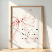Pink Bow Elegant Baby shower Welkomstbord Poster