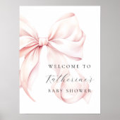 Pink Bow Elegant Baby shower Welkomstbord Poster (Voorkant)