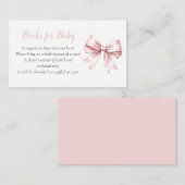 Pink Bow Elegant Blush Baby shower Boeken voor Bab Informatiekaartje (Voorkant / Achterkant)