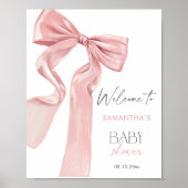 Pink Bow Elegant Coquette Baby shower Welkom Poster (Voorkant)