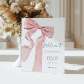 Pink Bow Elegant Coquette Baby shower Welkom Reclamebord Met Voetstuk