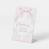 pink bow elegant favors sign reclamebord met voetstuk (Voorkant)