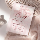 Pink bow elegant girl baby shower kaart