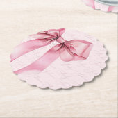 Pink Bow Elegant kalligrafie Baby shower Kartonnen Onderzetters (Gekanteld)