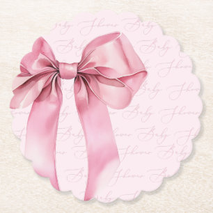 Pink Bow Elegant kalligrafie Baby shower Kartonnen Onderzetters