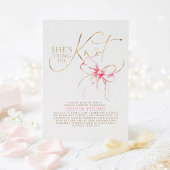 Pink Bow Elegant Modern Minimalist Bridal Shower Kaart