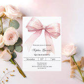 Pink bow elegant Quinceanera Kaart