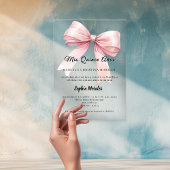 Pink bow elegant Quinceanera luxury clear Acryl Uitnodigingen