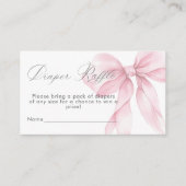 Pink Bow elegante minimalistische Luier verloting Informatiekaartje (Voorkant)