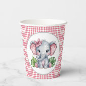 Pink Bow Elephant Girl Baby shower Papieren Bekers (Achterkant)