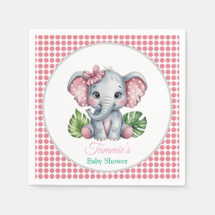 Pink Bow Elephant Girl Baby shower Servet