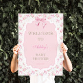Pink Bow en Floral Meisje Baby shower Welkom Poster