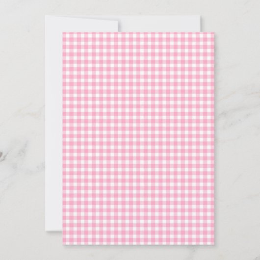 Pink Bow en Gingham Baby shower Kaart (Achterkant)