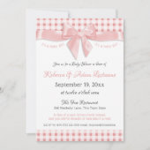 Pink Bow en Gingham Check Baby shower Kaart (Voorkant)
