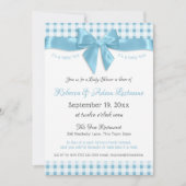 Pink Bow en Gingham Check Baby shower Kaart (Voorkant)