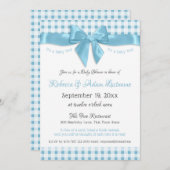 Pink Bow en Gingham Check Baby shower Kaart (Voorkant / Achterkant)