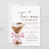 Pink Bow Espresso Martini Baby shower Kaart (Voorkant)