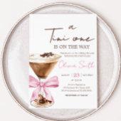 Pink Bow Espresso Martini Baby shower Kaart
