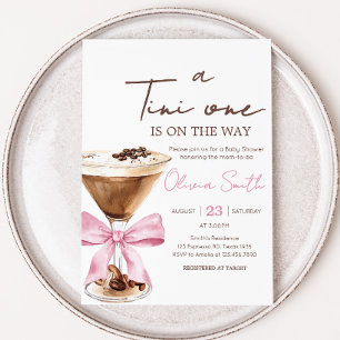Pink Bow Espresso Martini Baby shower Kaart