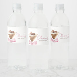 Pink Bow Espresso Martini Baby shower Waterfles Etiket