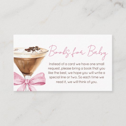 Pink Bow Espresso Martini Boeken voor Baby Informatiekaartje (Voorkant)