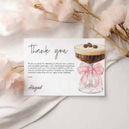 Pink Bow Espresso Martini Vrijgezellenfeest Dank u Informatiekaartje