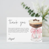Pink Bow Espresso Martini Vrijgezellenfeest Dank u Informatiekaartje (Staand voorkant)