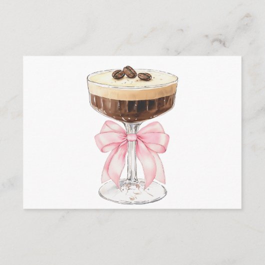 Pink Bow Espresso Martini Vrijgezellenfeest Dank u Informatiekaartje (Achterkant)