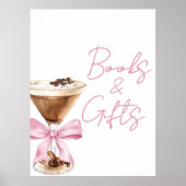 Pink Bow Espresso Shower Books and Gifts Sign Poster (Voorkant)