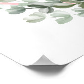Pink Bow Eucalyptus Crest Baby shower Welkom Poster (Hoek)