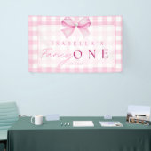 Pink Bow Fancy One Girl 1st Birthday Coquette Spandoek (Beurs)