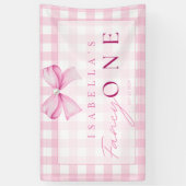 Pink Bow Fancy One Girl 1st Birthday Coquette Spandoek (Verticaal)