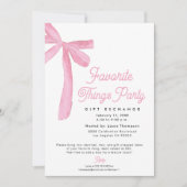 Pink Bow Favorite Things Party Gift Exchange Kaart (Voorkant)