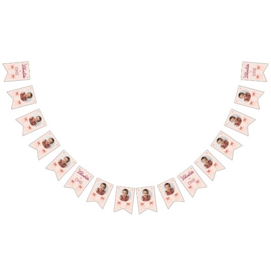 Pink Bow First Birthday! Vlaggetjes (Alle)