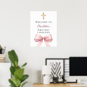 Pink bow First Holy Communion welcome Poster (Thuiskantoor)